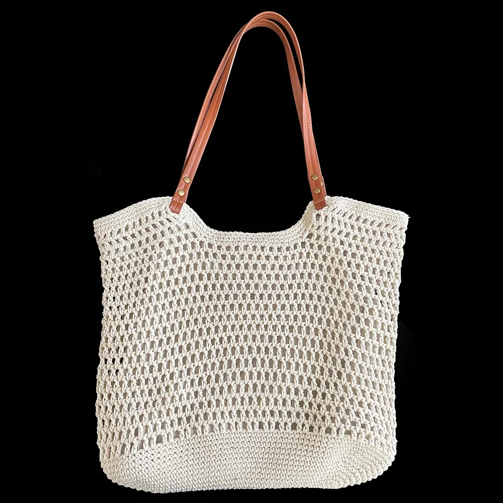 

Women's Summer Artistic Weaving Crochet Tote Handbags Ladies Beach Fashion Leisure Shoulder Bags Female Retro Hollow Solid Bag