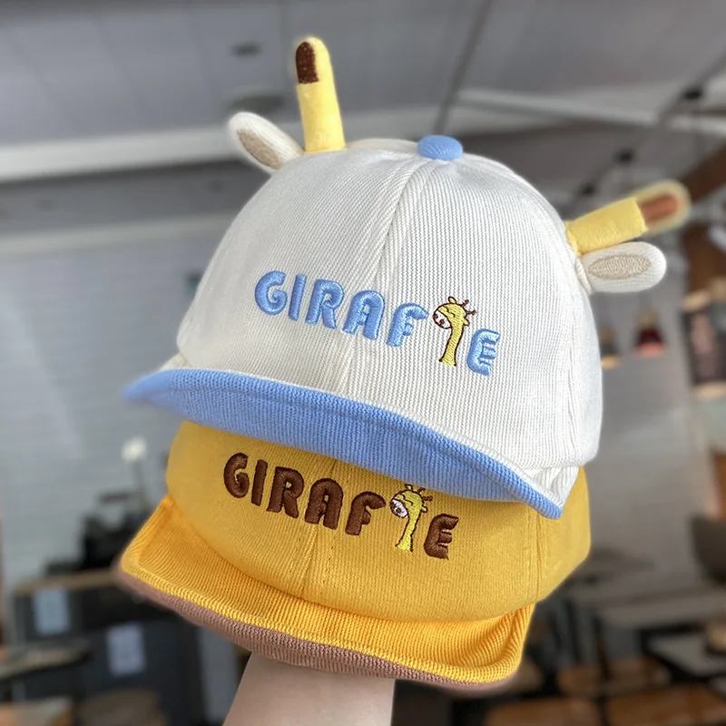 

Cute Giraffe Baby Soft Brim Duck Tongue Hat Spring Autumn Kids Sunshade Peaked Cap Cartoon Toddler Baseball Hats 6-24M Visors