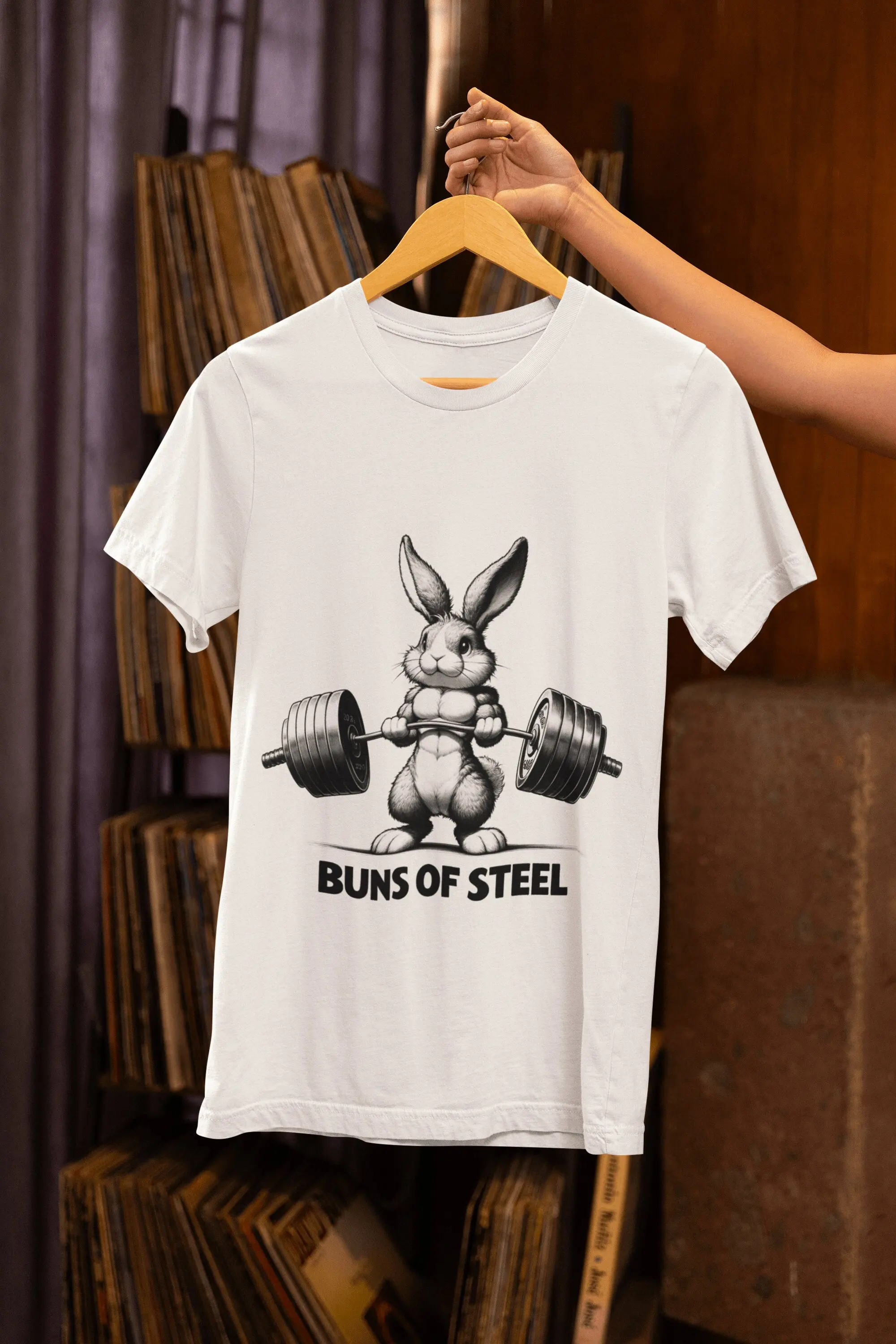 Muscle Bunny Workout T Shirt Fitness Animal Humor Top Gym Rabbit Weightlifting Apparel Unique Athletic Idea