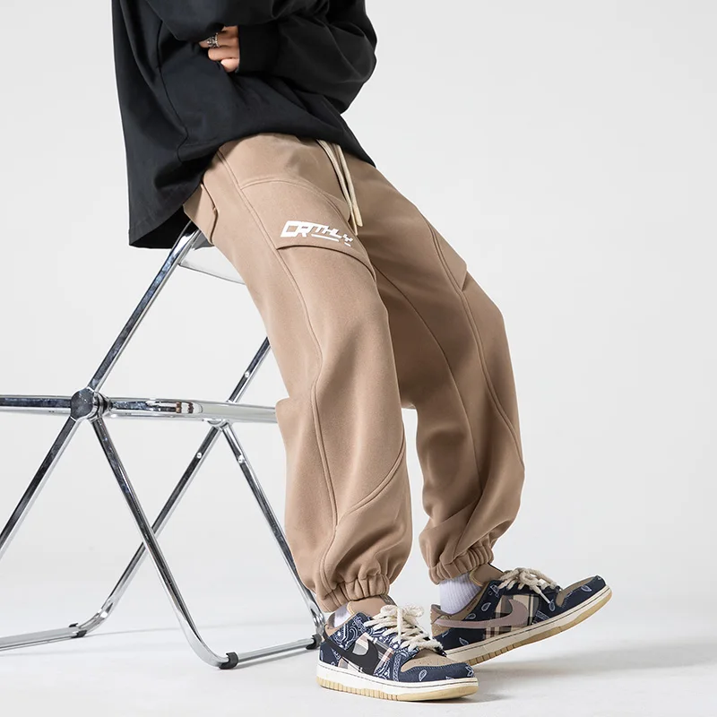 

Khaki Color Men's Loose Casual Sports Pants American Retro Spring Autumn New Sle Big Size Sweatpants Youth Faion Trend