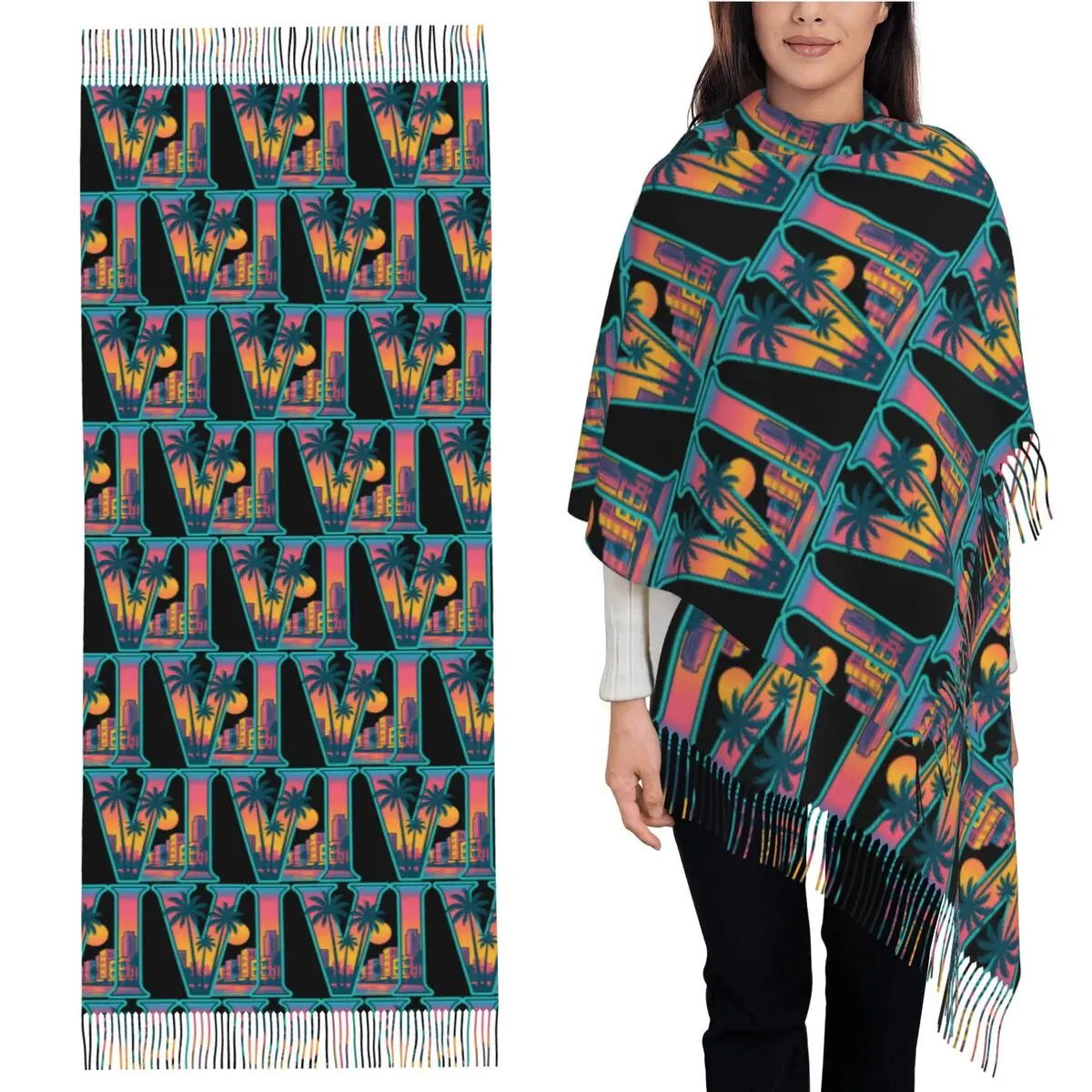 

Шарф Майами Ви, шарфы с кисточками для женщин, мягкие теплые шали и накидки, большая осенне-зимняя шаль