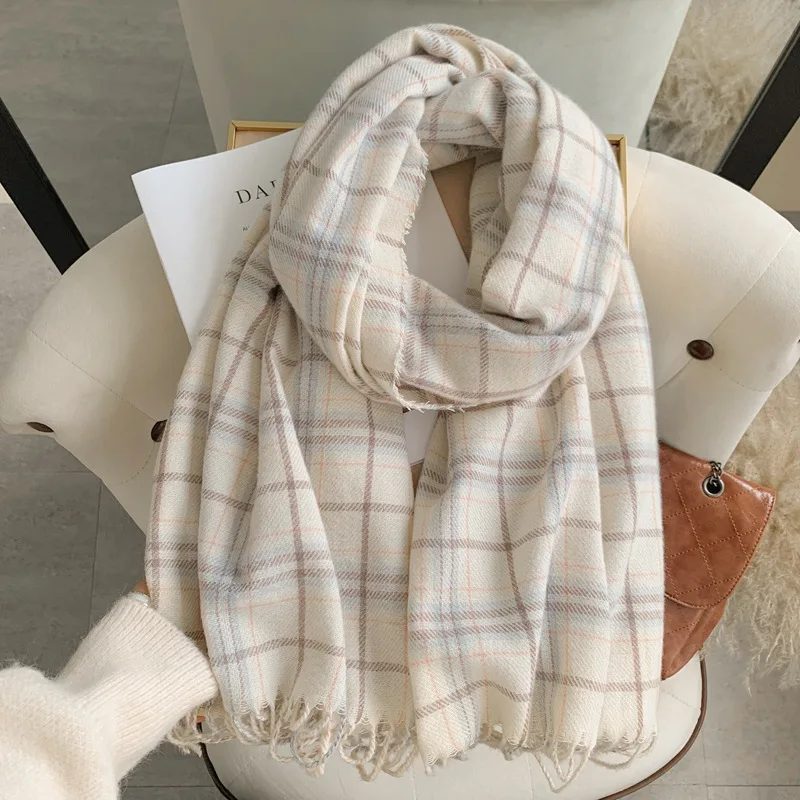 

Thickened Soft Mohair Wool Women Scarf New Soft Scarf Women Shawl Plaid Print Scarfs for Warm Bib Multicoloesr Mujer T768