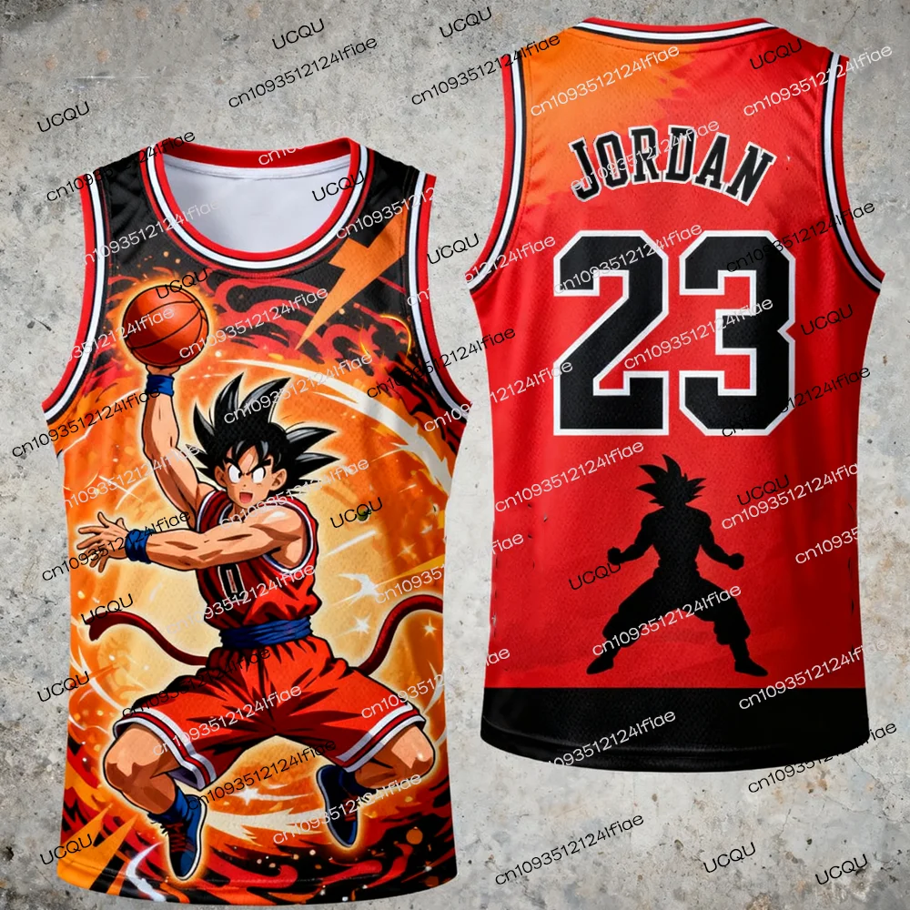 2025 جديد الأردن كرة السلة جيرسي لعبة دراغون بول Z طبعة خاصة كرة السلة للرجال جيرسي سترة الاطفال غوكو الكرتون سترة #1