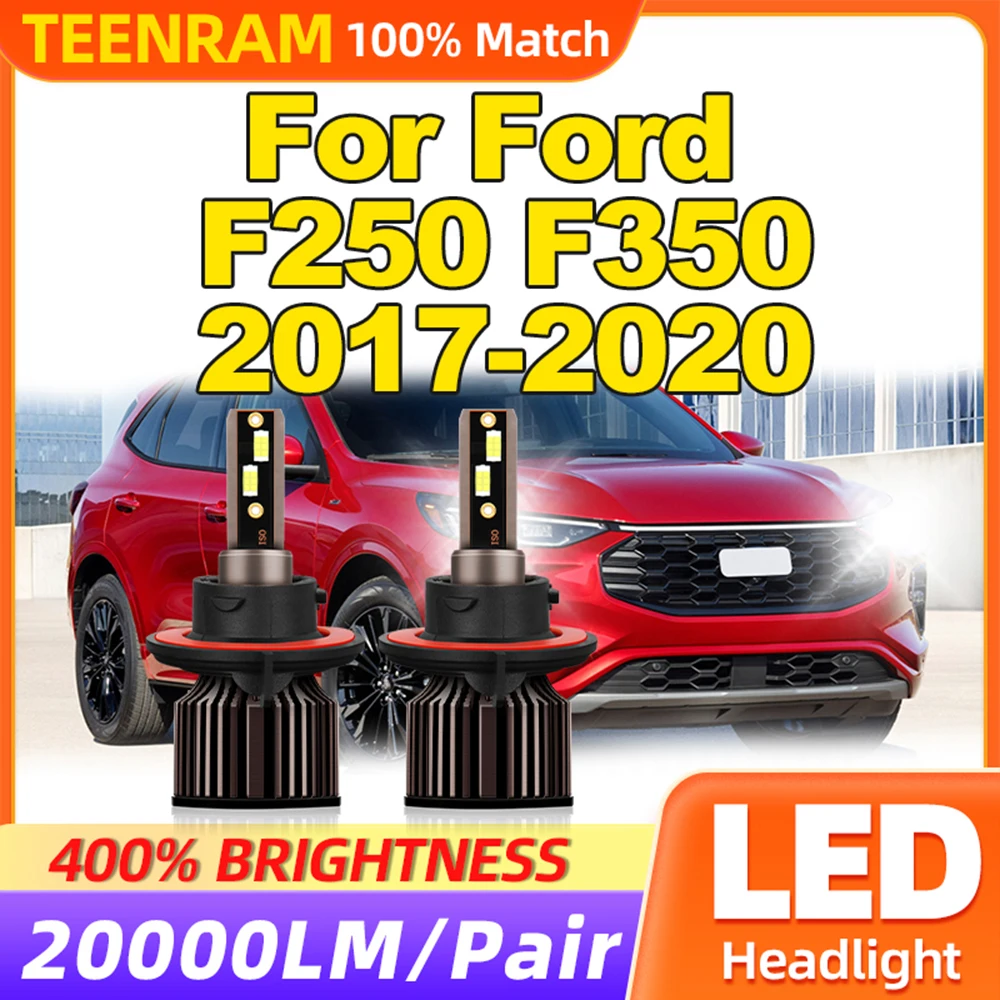 

2Pcs Turbo LED Headlight Bulbs 20000LM CSP Chips Auto Lamps 6000K 12V Plug And Play For Ford F250 F350 2017 2018 2019 2020