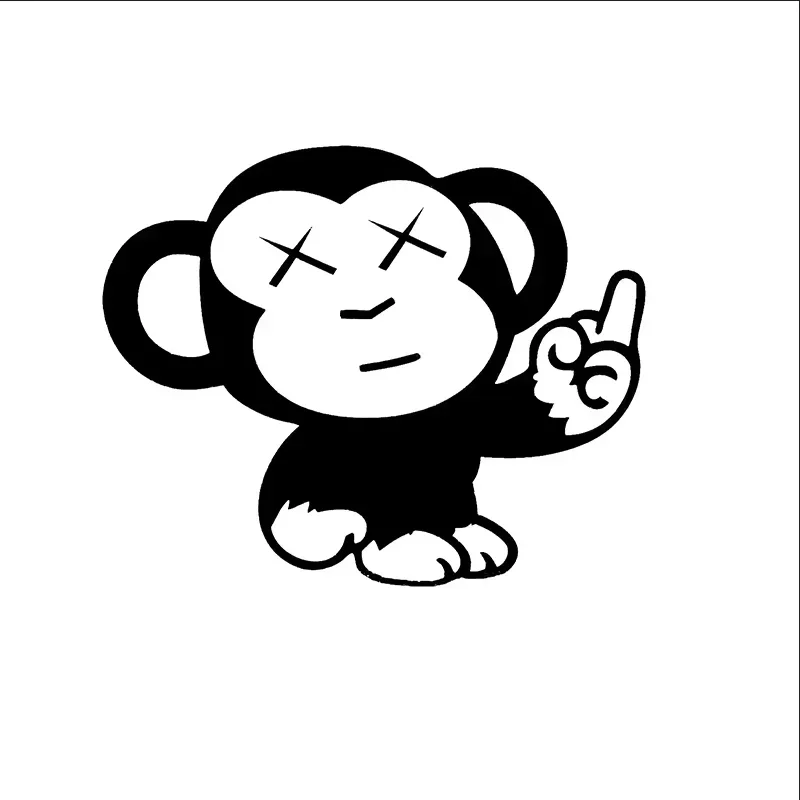 Pare-choc de fenêtre de voiture en forme de singe drôle avec doigt du milieu vertical, autocollant de voiture en vinyle, accessoire de décoration de moto