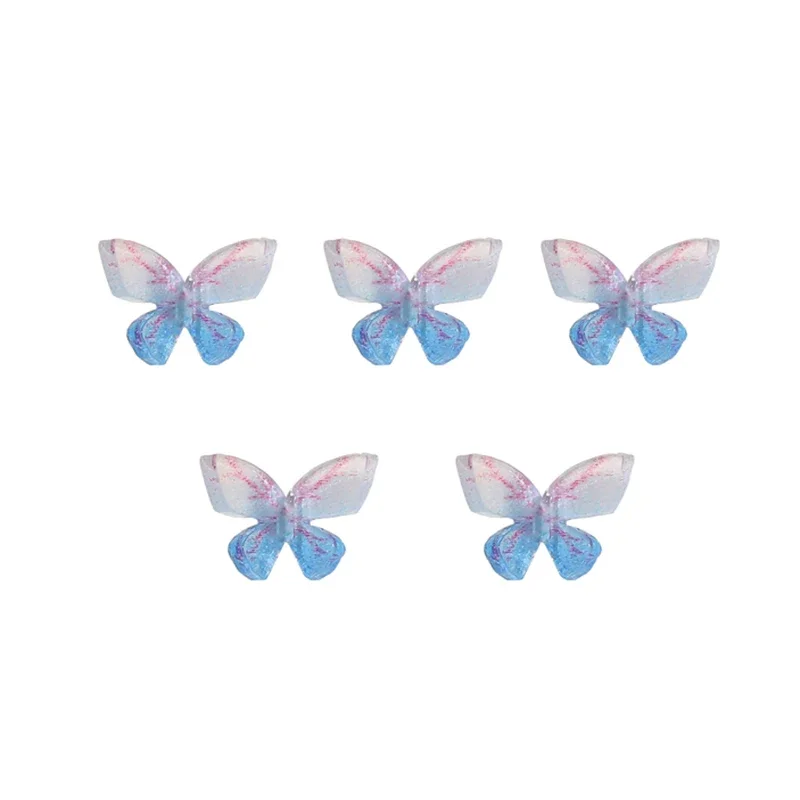 5Pcs Trend Gradient Pink Purple Resin Butterfly Pendant Charms for Earring Bracelet Making DIY Jewelry Accessory Finding