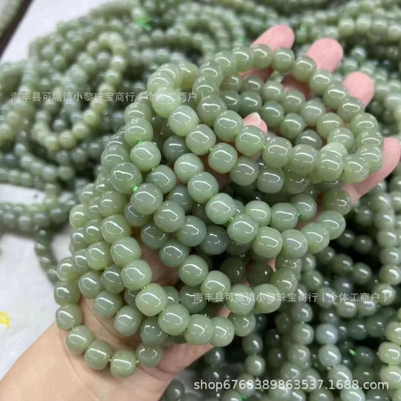 Hetian Jade Qinghai Material Old Shape Bead Bracelet Good Quality