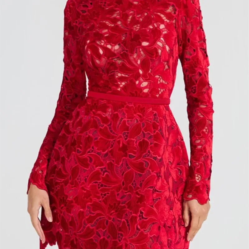 2023 neue Damen Frühling Kleider mit Ärmeln Frauen Hohe Taille Genäht Spitze Kleid Kurze Sexy Aushöhlen Hübsches Kleid Kleidung