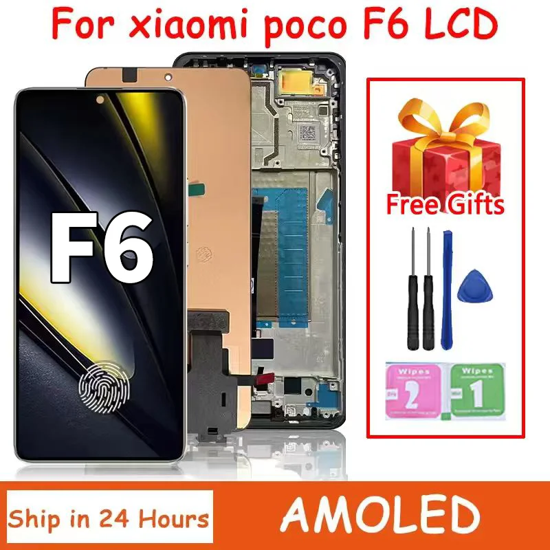 Image of 6,67-Zoll-AMOLED-Poco-F6-Display mit Rahmen für Xiaomi Poco F6 LCD 24069PC21G Display-Touchscreen-Digitizer-Baugruppe