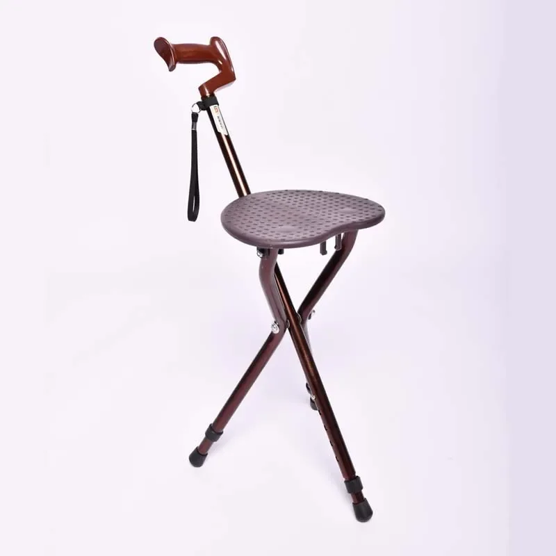 

Outdoor Hiking Cane with Folding Three-Legged Stool Elderly Walking Stick Camping Cane with Seat Portable Camping Chair