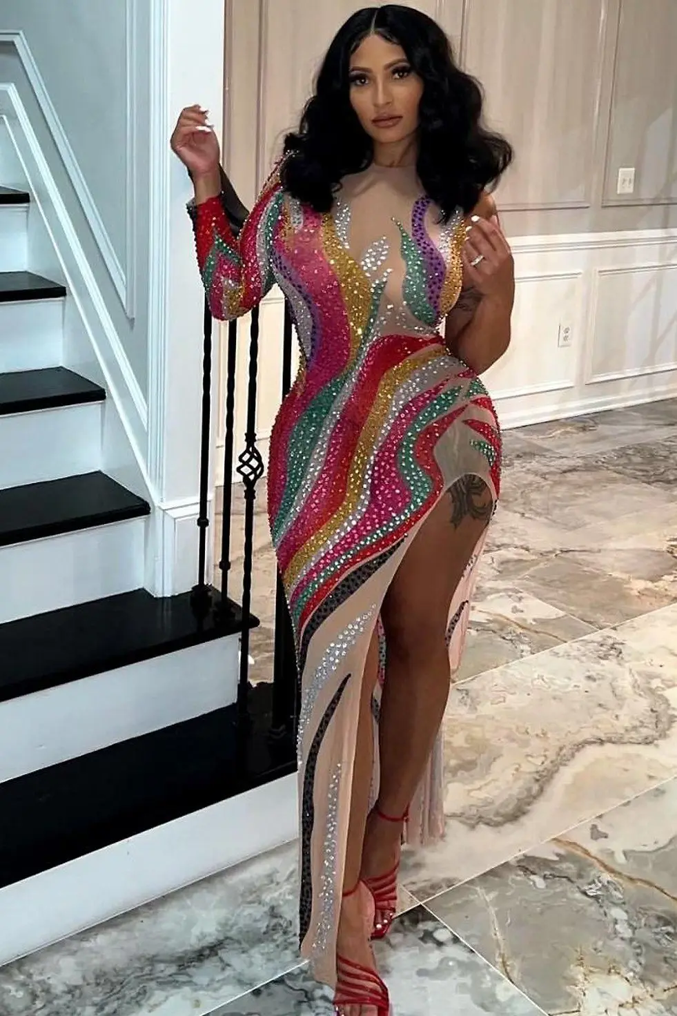 فستان إيما ديامانتي متعدد الألوان