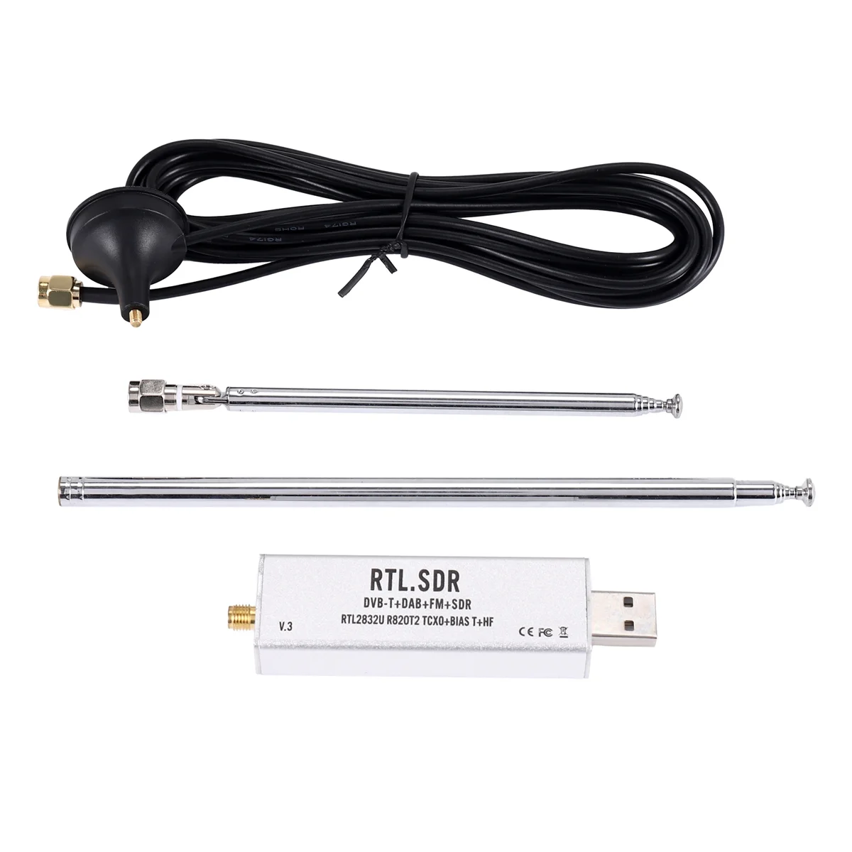 Ricevitore A48T RTL SDR V3 RTL2832U 0,1 MHz-1,7 GHz Ricevitore TCXO SMA con antenna
