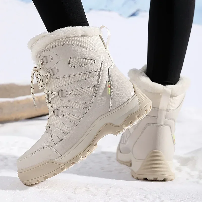 Winter Women's Snow Boots Plush Warm Women's Cotton Shoes 2024 New Wear-resistant Windproof Non-slip Outdoor Women Sports Boots