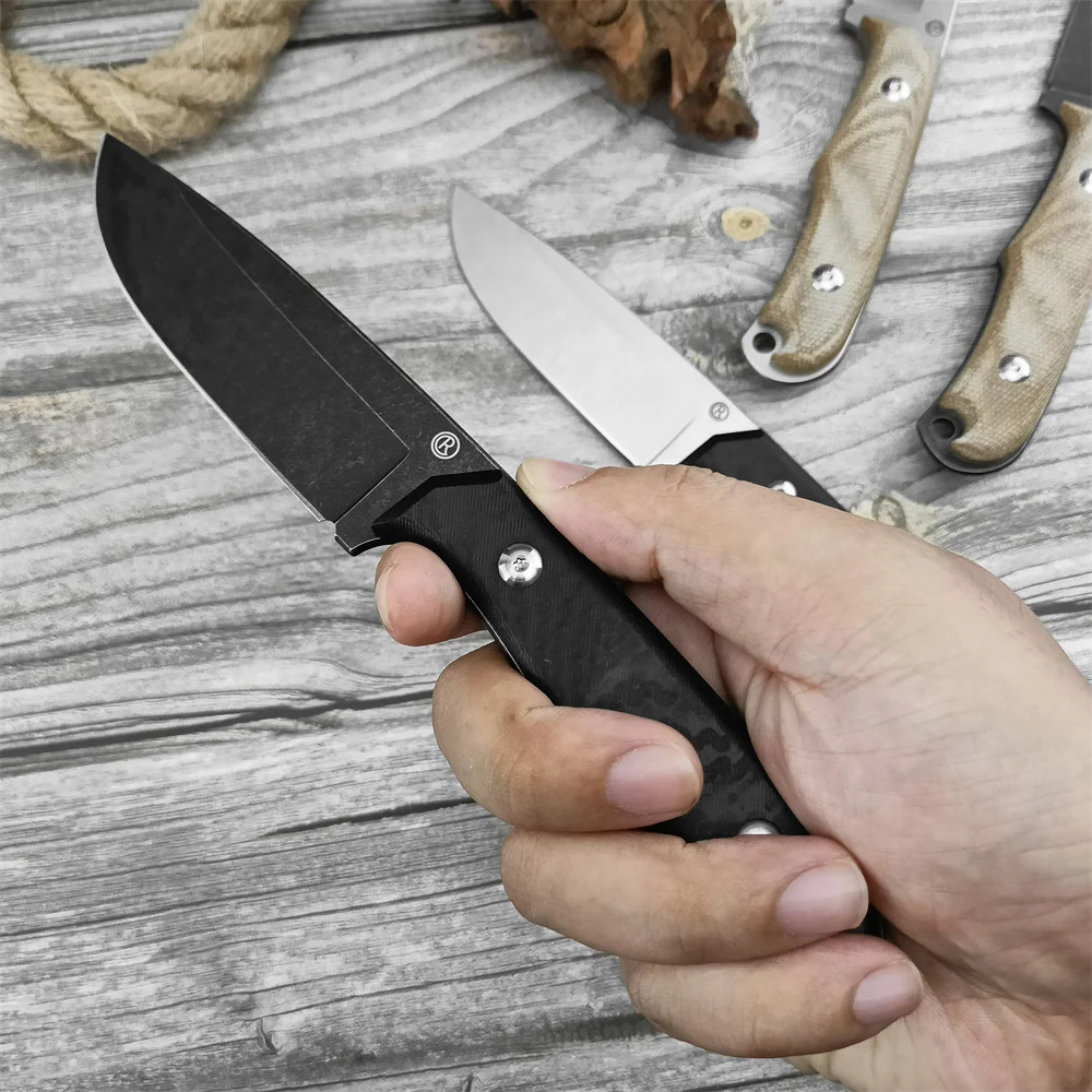 High Quality Fixed Blade Knife Outdoor Hunting Cutting Knife D2 Blade G10 / Flax Handle EDC Camping Hiking Survival Tools Gift