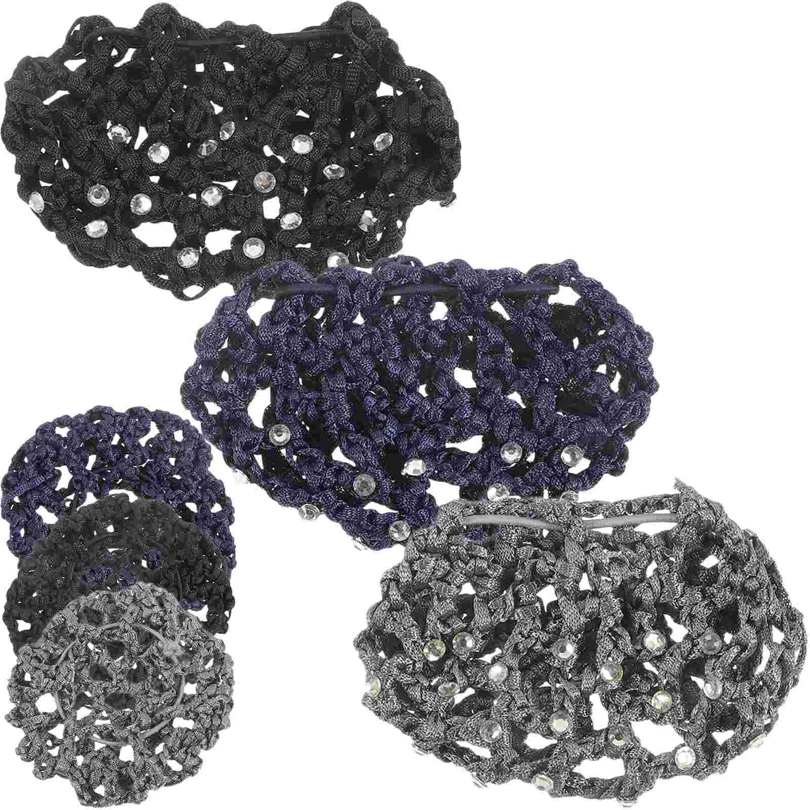 

Bun Maker Diamond- Net Pocket Hair Nets for Women Cover with Rhinestones Ties