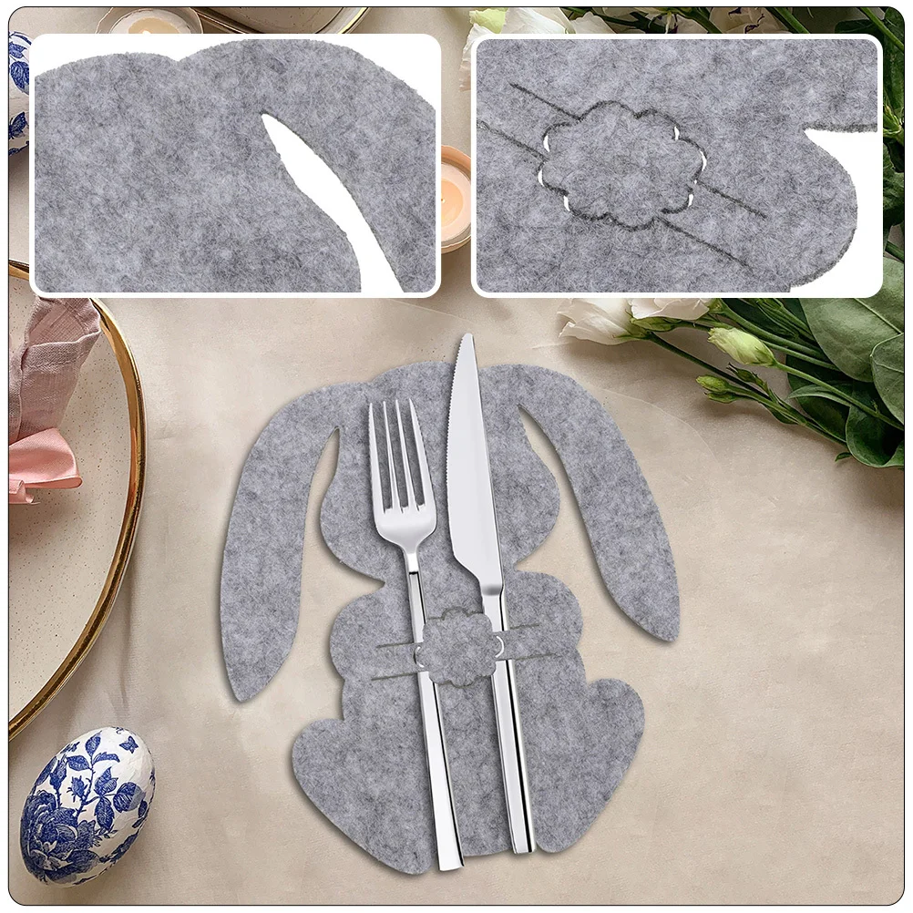 ถุงใส่ช้อนส้อมลายกระต่ายอีสเตอร์ 8 ชิ้น น่ารัก สำหรับตกแต่งงานเลี้ยงฤดูใบไม้ผลิ