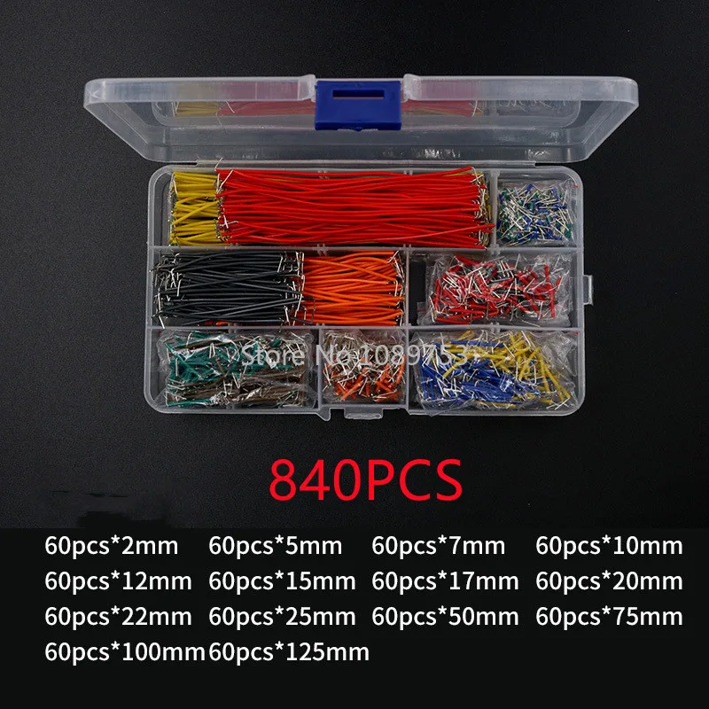 840Pcs U Shape Preformed Breadboard Jumper Wire Kit 14 Kinds Lengths Vaules Jumper for Breadboard Prototyping Circuits