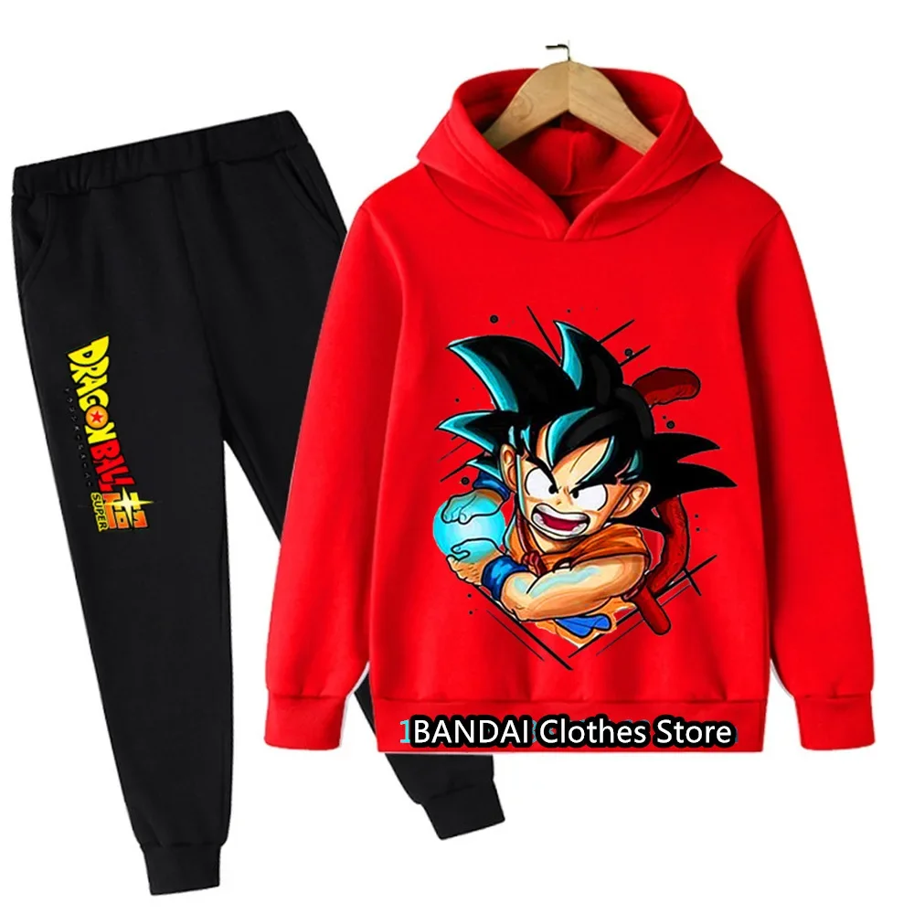 New 2024 Dragonball Hoodie Kids Spring Sportswear Boys and Girls Goku Sweatshirt Boys Clothes Girls Set Hoodie Pantsuit Children