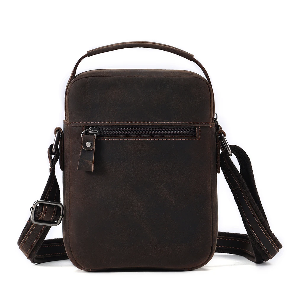 JOYIR Crazy Horse Leather Small Shoulder Bags Fashion Male Cowhide Messenger Bag for 7.9\