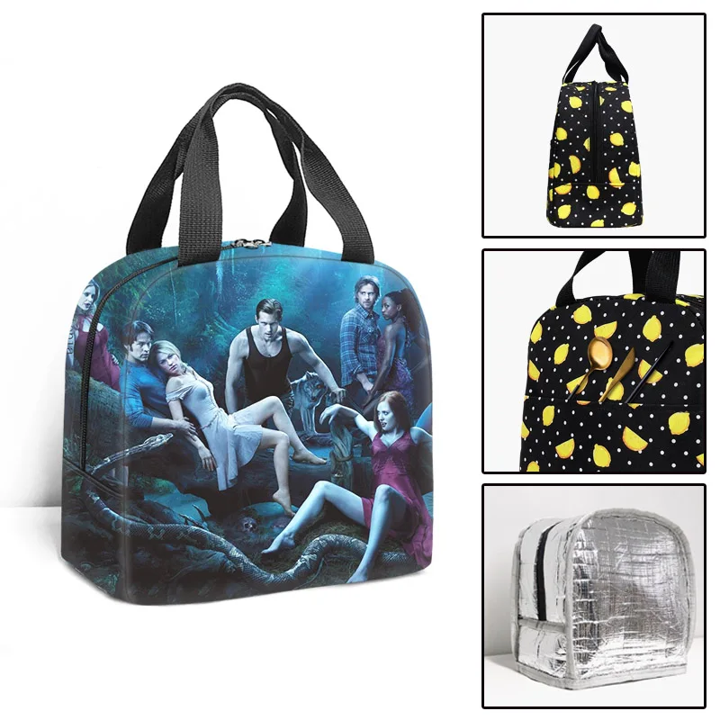 

Hip Hop Novelty Vampire Diaries Student Work Lunchbox Thermal insulation Food Lunch Bag 3D Printed Portable Handbags Ice Bags