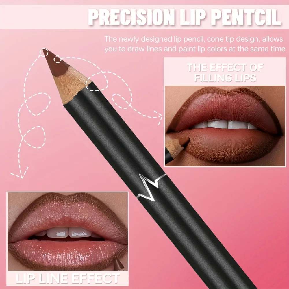 Gradient Lips Set, Lip Liner + Glass Lip Gloss, Mirror Shine Finish, Smooth Blend, Nude Shades, Long-Lasting
