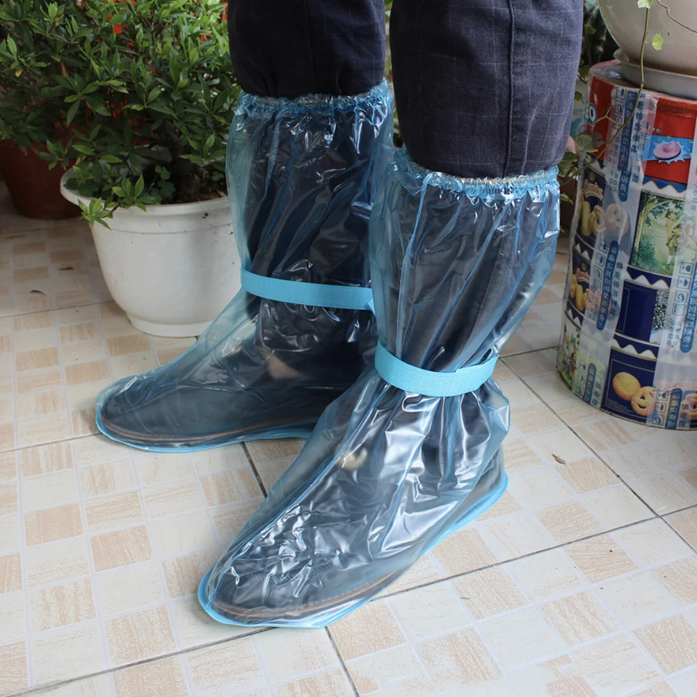 

2Pairs Durable Waterproof Shoe Cover High-Tube Non-Slip Shoe Protector Outdoor Rain Snow Mud Overshoes Xl Blue