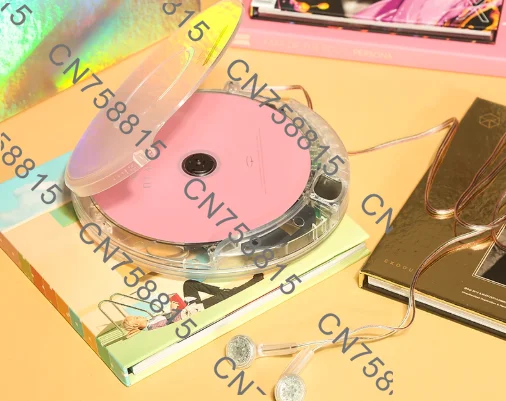 

Fully transparent CD player, portable walk-up player with headphones and USB cable