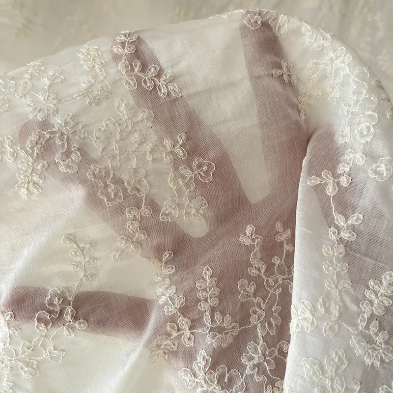 قماش قطني مطرز بعرض 1.3 متر، إكسسوارات قماش الأزهار، نسيج الملابس، مادة فستان الزفاف بعرض كامل SC110 #2