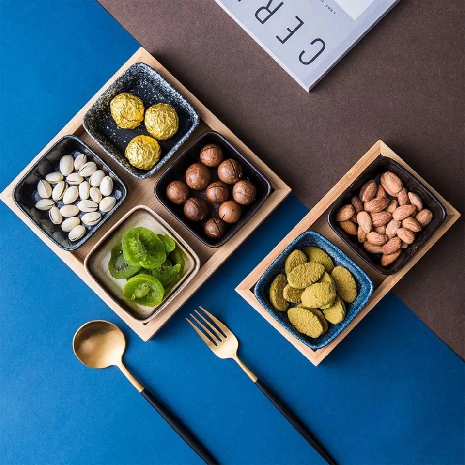 

Fruit tray, ceramic grid tray, creative candy box, snack tray