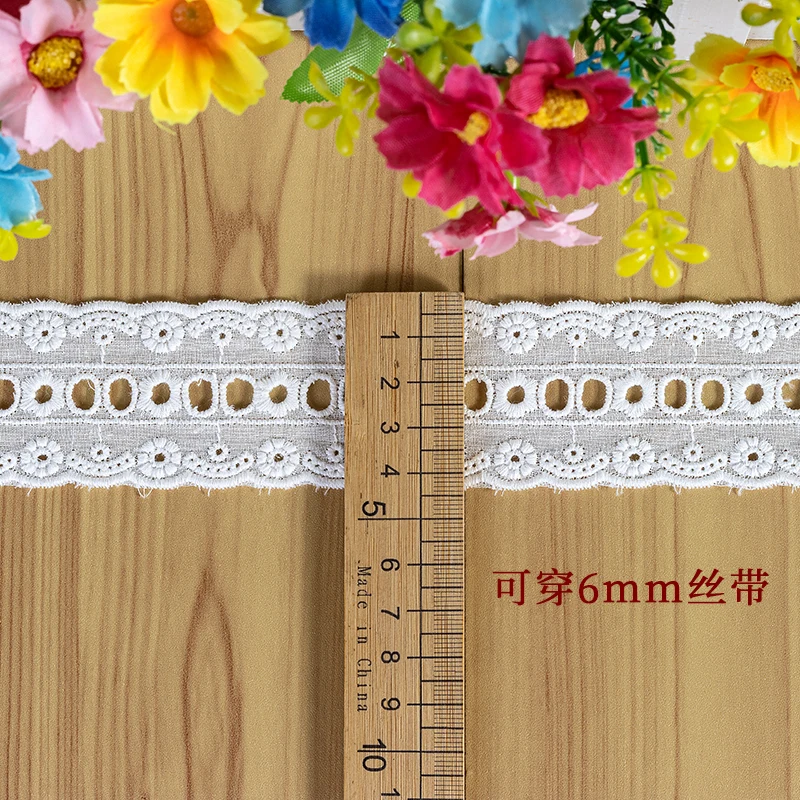 Small Wide Cotton Embroidery Hollow Lace Trim, DIY Clothes, Skirt Hem Fabric, Decorative Accessories, 5Yard/Lot