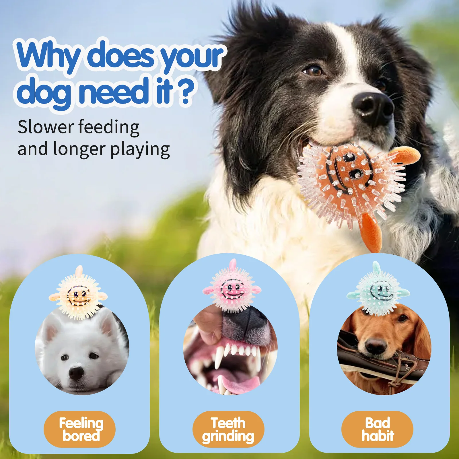 Rubber plush clown fish bone ball bite resistant to boredom to accompany large and small dogs