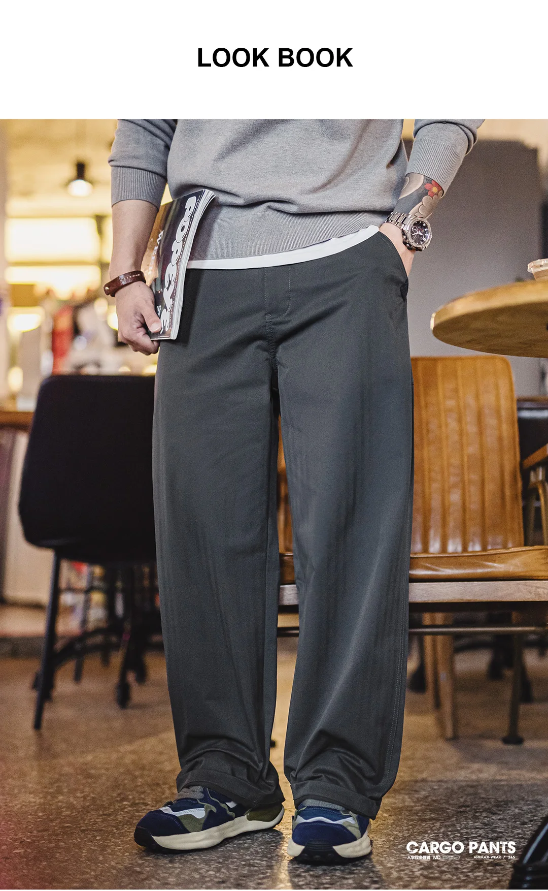 Maden Men's American Retro Herringbone Casual Pants Straight Leg Pleated A Line Trousers Business Commute Workwear Black Spring