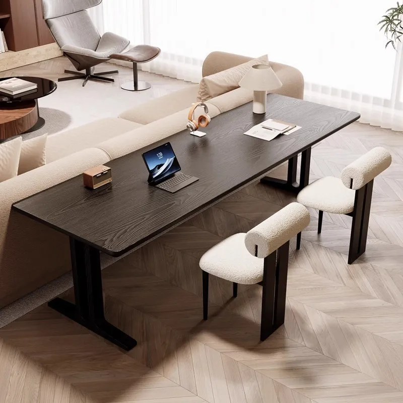 Italian minimalist sofa back long table study reading ash wood study table home living room solid wood desk