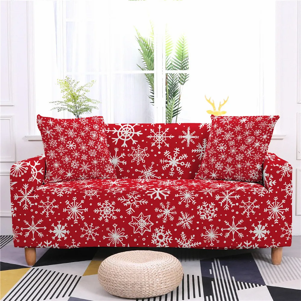 

Christmas Snowflake Printing All-season Universal Elastic Sofa Cover All Inclusive Dustproof and Wrinkle Resistant Sofa Cover