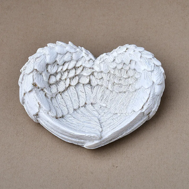 Cupid Heart Demon Wings Angel Wings White Feather Resin Home Decor Stand Crystal Ball Base