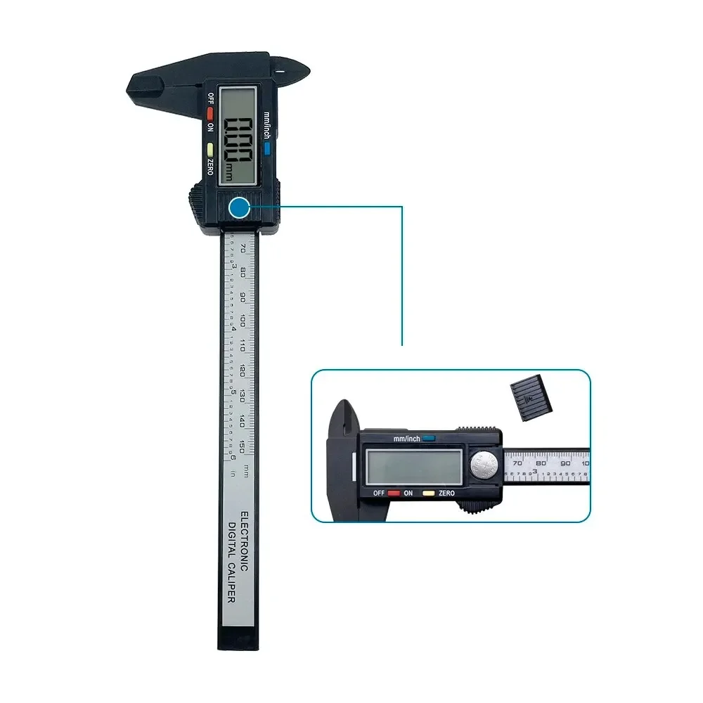 Elektronischer Digitaler Messzirkel 150mm 100mm Kohlefaser Messuhr Schwebelos-Zirkel Messgerät Mikrometer Messwerkzeug Digitales Lineal