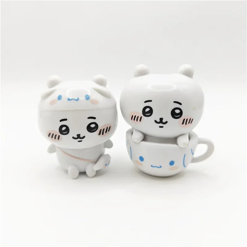 تشيكاوا كوس هيلوكيتي ميلودي فنجان شاي سلسلة عروسة كارتون أنيمي Hachiware Usagi Gashapon الغذاء لعبة نموذج لجسم ديكور صغير #5