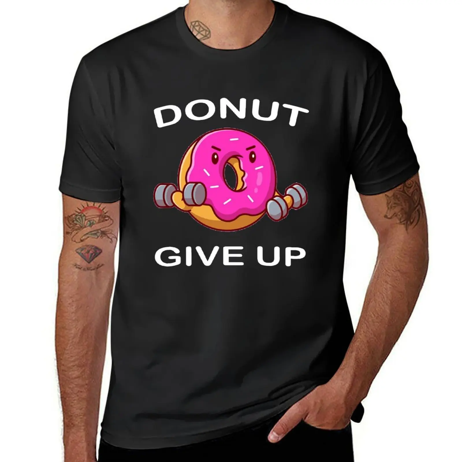 Donut Give up T-Shirt korean fashion customs design your own oversized blanks plain white t shirts men