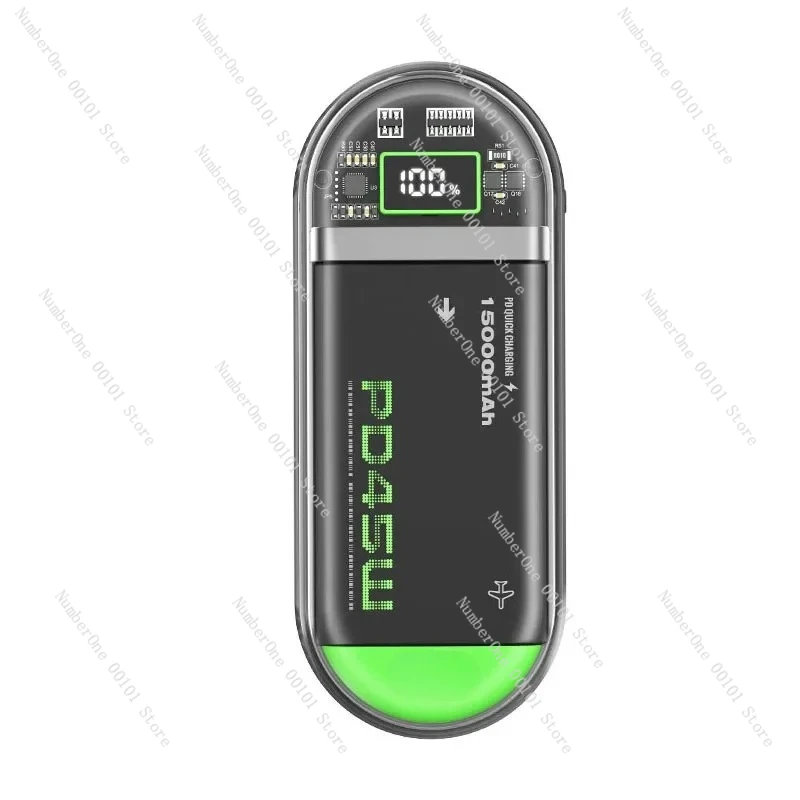 

Capsule portable power bank with built-in charging cable, red dot design award 15000mAh