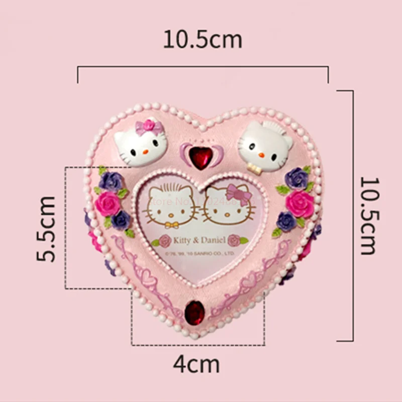 Sanrio Hello Kitty Jewelry Storage Box Photo Frame Resin Travel Organizer Jewelry Case Storage Earrings Necklace Ring Gifts