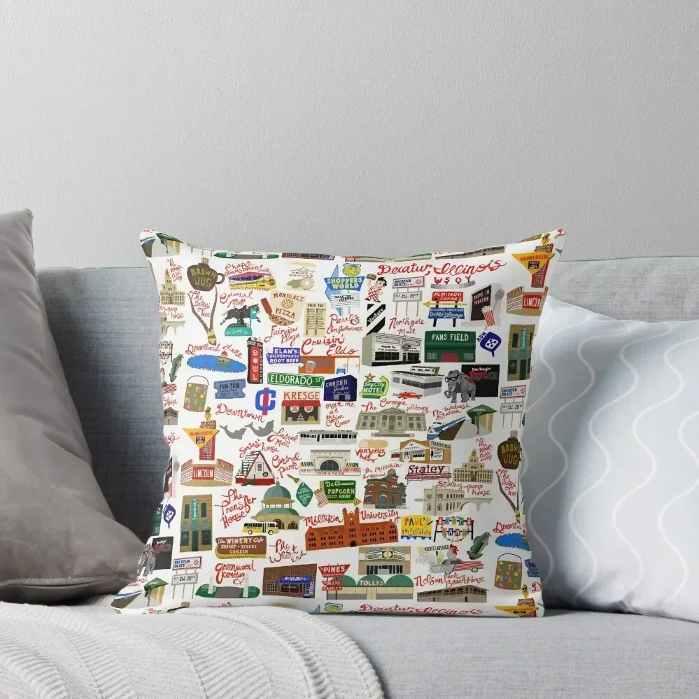 Decatur, Illinois Days Gone By Throw Pillow Embroidered Cushion Cover Cushion Cover For Sofa christmas supplies pillow