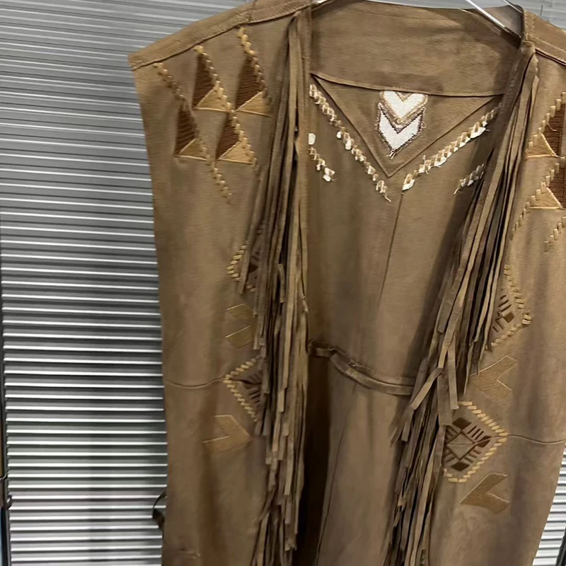 เสื้อแจ็คเก็ต KBQ แบบต่อผ้าพู่ห้อยหลวมๆ สำหรับผู้หญิง คอทรงกลม แขนกุด สไตล์ลำลอง เรียบง่าย แฟชั่นผู้หญิง สไตล์ฤดูใบไม้ร่วง