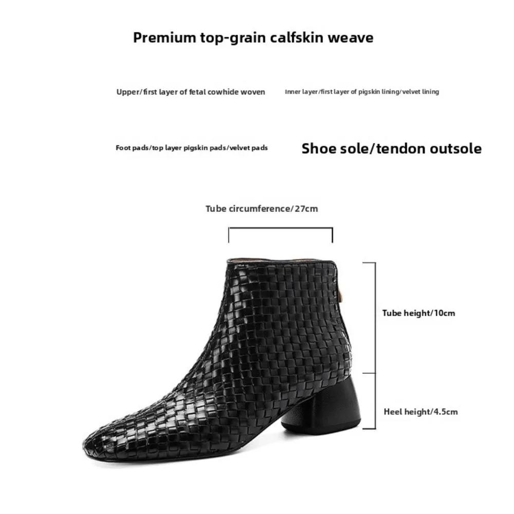 Luxury Genuine Leather Women Ankle Boots Back Zipper Close Modern Boots High Heels Shoes Woman Boats Botines Para Mujeres