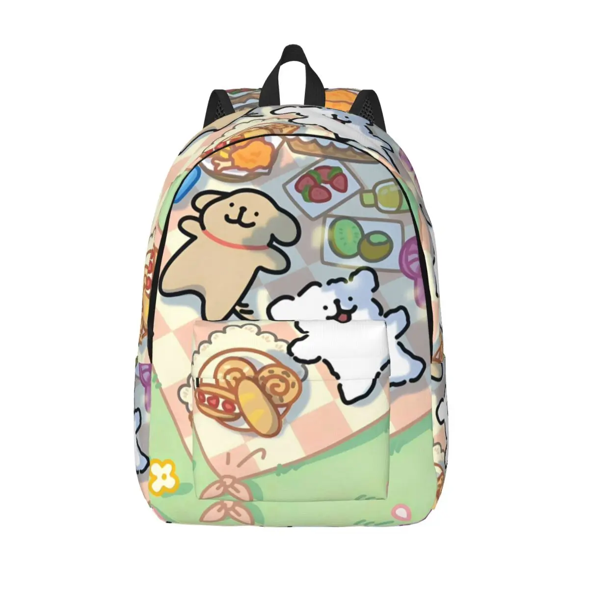 Maltese Golden Kawaii Couple Line Dogs Backpack for Men Women Casual High School Hiking Travel Laptop Computer Canvas Bags Gift