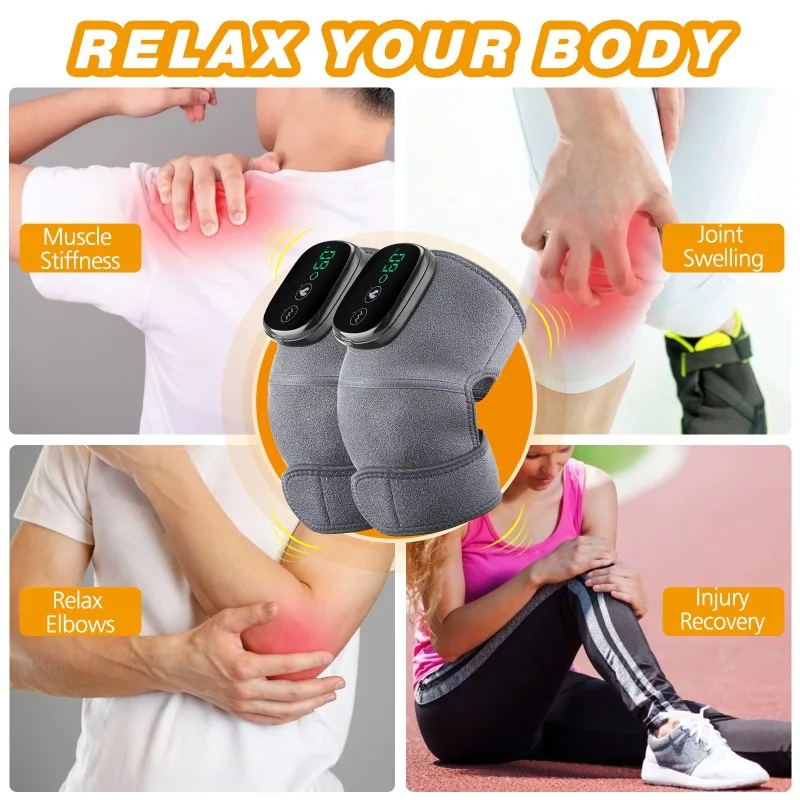 Heating Massage Knee Brace Vibration Hot Compress Old Cold Legs Physiotherapy Device Touch Screen with Lock Double Only