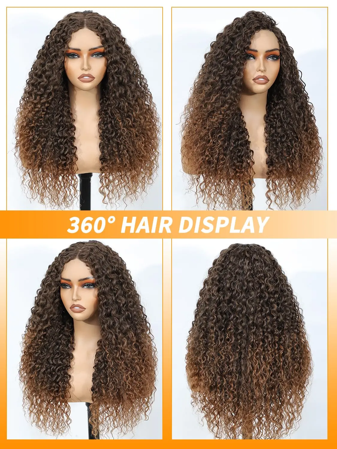 30-дюймовый Highlight Ombre Lace Front Wig Blonde Curly 13x6 HD Медовый Блондин 4/27 Глубокие Волны Парики Фронта Шнурка Человеческие Волосы Плотность 200%