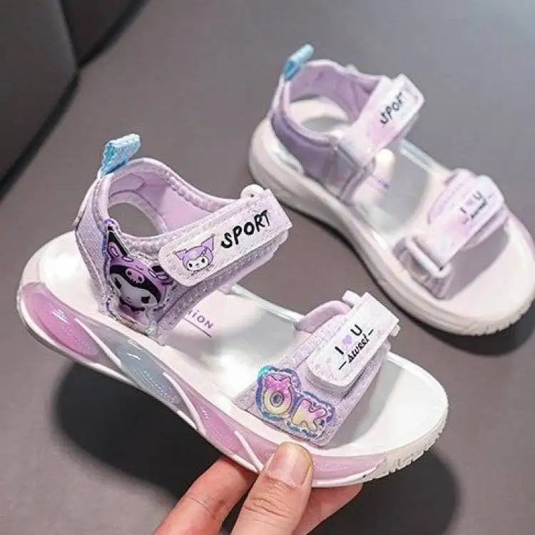 Sanrio Kuromi Toddler Girls Summer Sport Sandals Adjustable Hook Loop Open Toe Non-Slip Soft Sole Shoes Lightweight Casual Beach - view 5