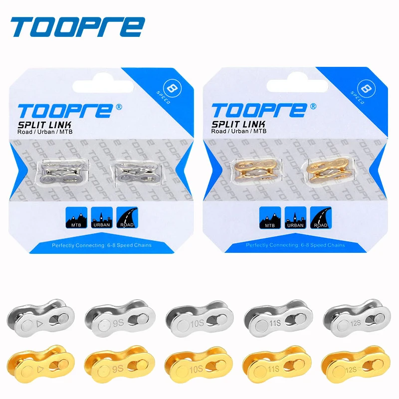 2 Pairs Toopre Mtb Chain Quick Link Power 12V 11V 10V 9V 8V Bicycle Chain Guide Lock 8 9 10 11 12 Speed Squeeze Cycling Gold