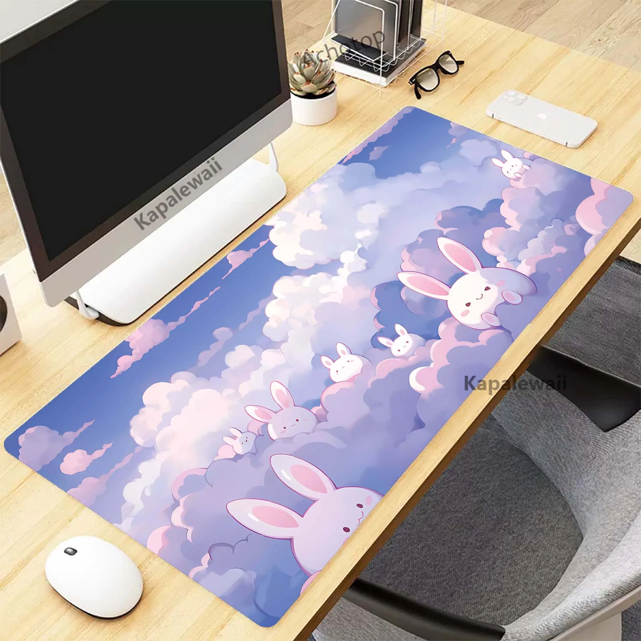 

Cute Kawaii Cat Bright Color Mouse Pad Gaming Setup Accessories Mousepad XXL Desk Mat Locking Edge Mouse Pads Keyboard Mat 90x40