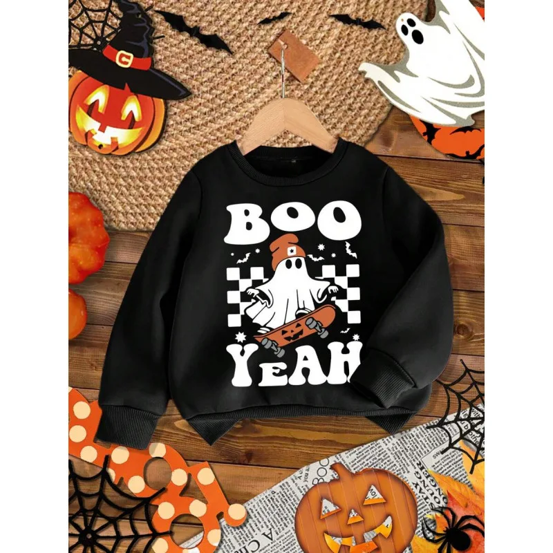 

Halloween Print Hoodie Women's Fashionable Unisex Sweatshirt Cross-Border Clothing Easy Care Spring Summer Autumn Seasonal Wear